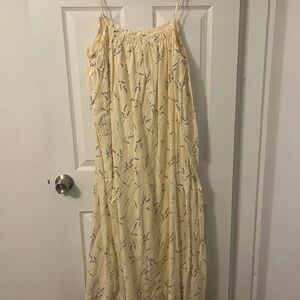H&M Linen Light Yellow Floral Maxi Dress